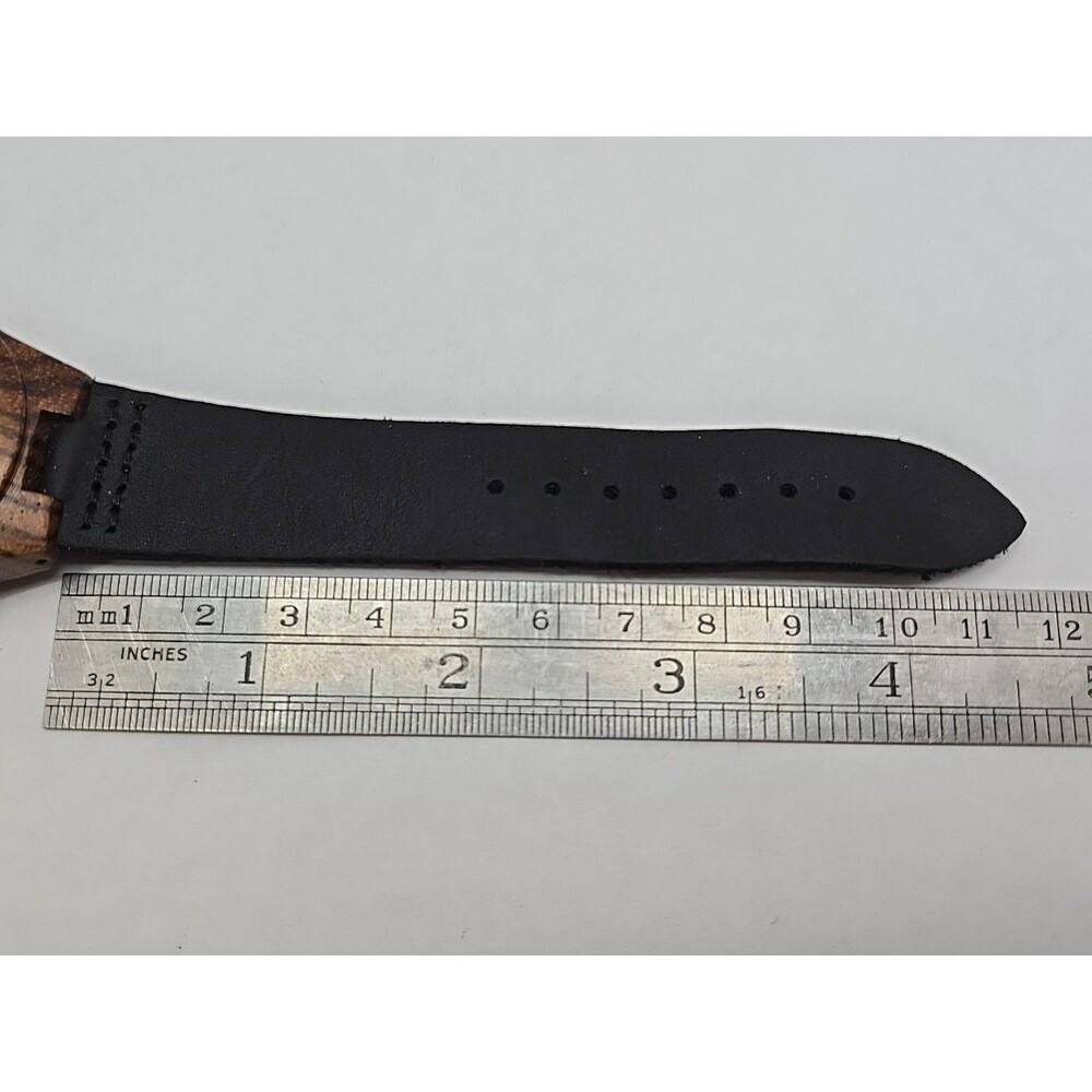 Wild Wooden Quartz Watch Zebrawood Dial Leather Strap Minimalist New Battery - Picture 8 of 10